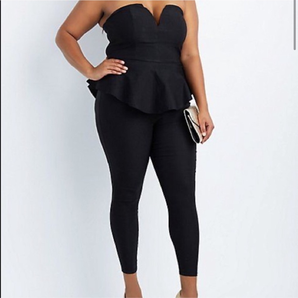 Charlotte Russe black peplum jumpsuit 2x